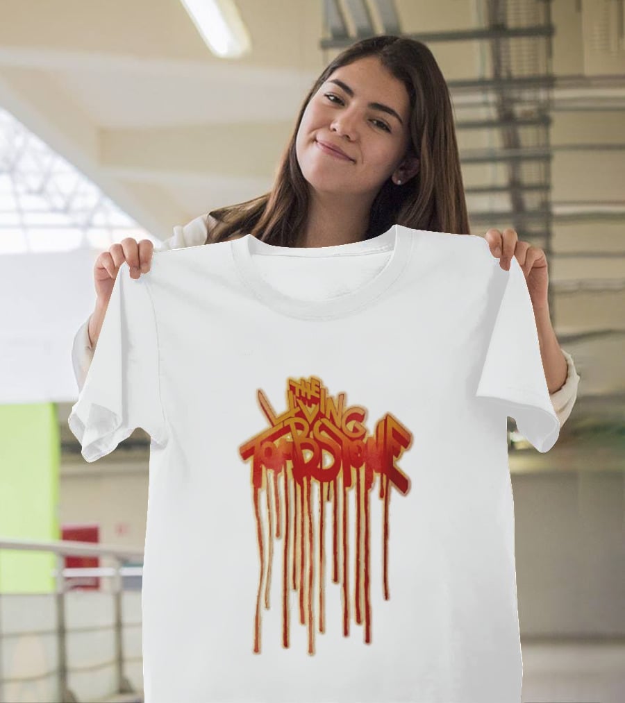 The Living Tombstone Red Orange Dripping Graffiti Font T-Shirt