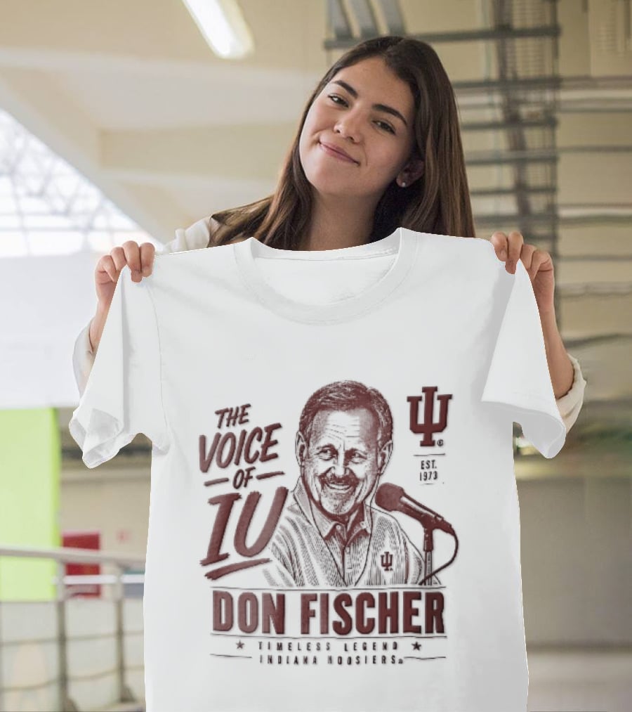 Indiana Hoosiers NCAA The Voice Of IU Don Fischer Timeless Legend Est 1973 Radio Announcer Microphone Line T-Shirt