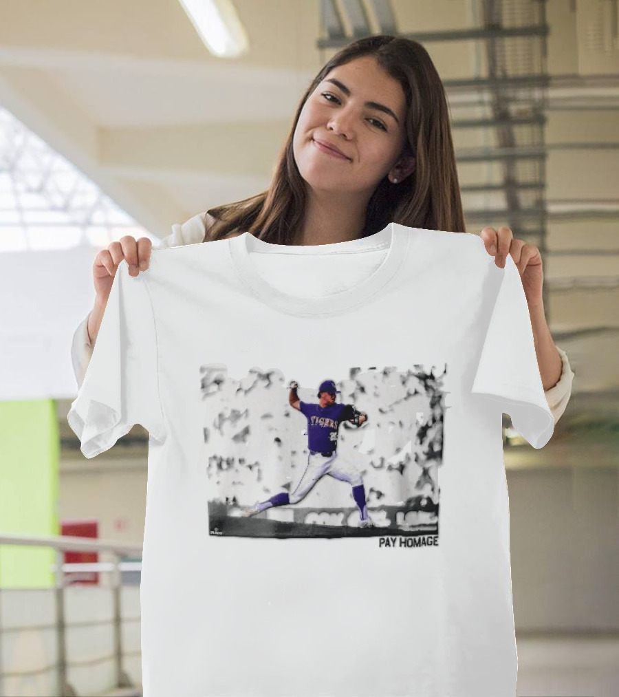 LSU Tigers NCAA Pitcher Action Pay Homage High Contrast T-Shirt