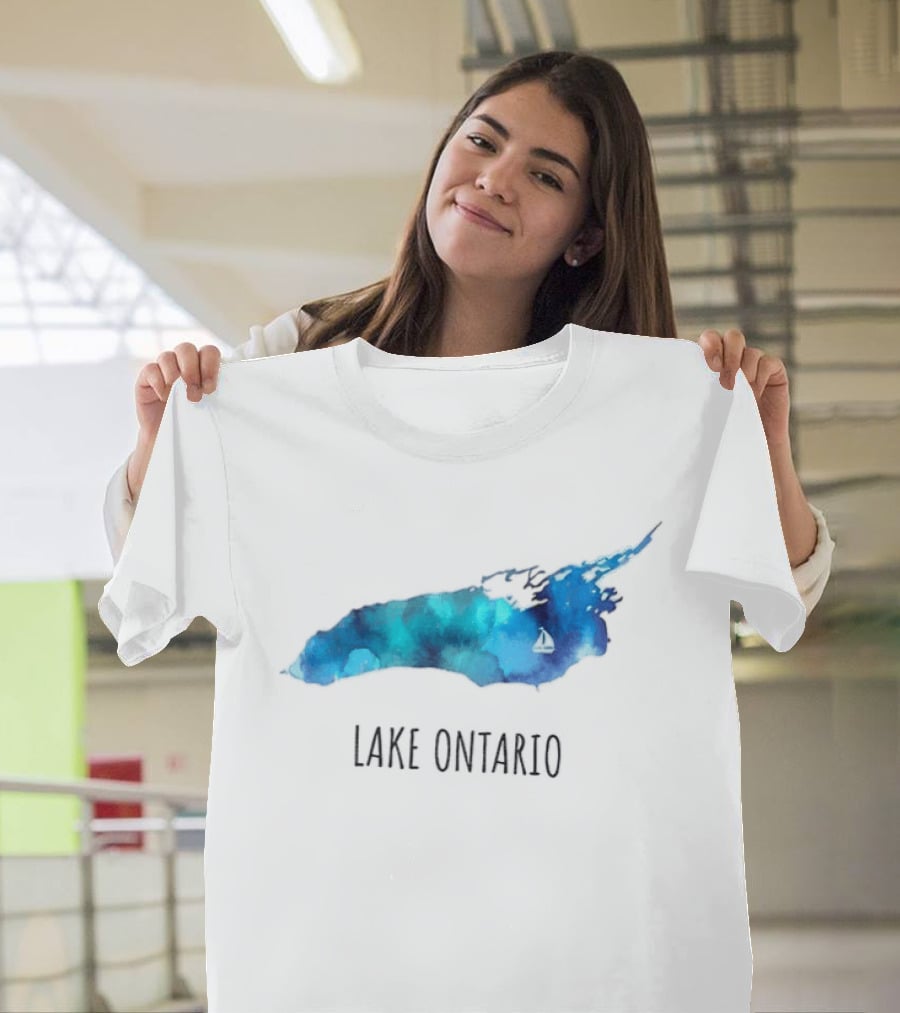 Lake Ontario Canada Map Watercolor T-Shirt