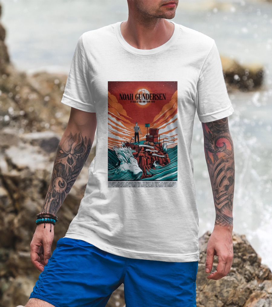 Noah Gundersen If This Is The End Tour 2023 Dramatic Ocean Waves Red Sky T-Shirt