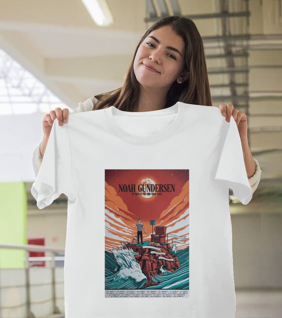 Noah Gundersen If This Is The End Tour 2023 Dramatic Ocean Waves Red Sky T-Shirt