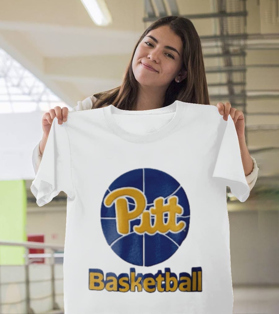 Pittsburgh Panthers Pitt Basketball Blue Sphere Yellow Script NCAA 3D T-Shirt