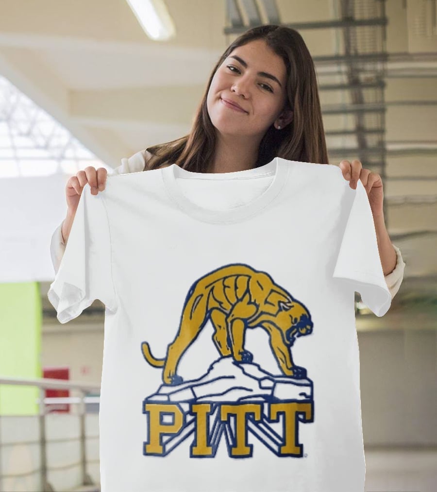 Pittsburgh Panthers Pitt Gold Panther Standing On Rock T-Shirt