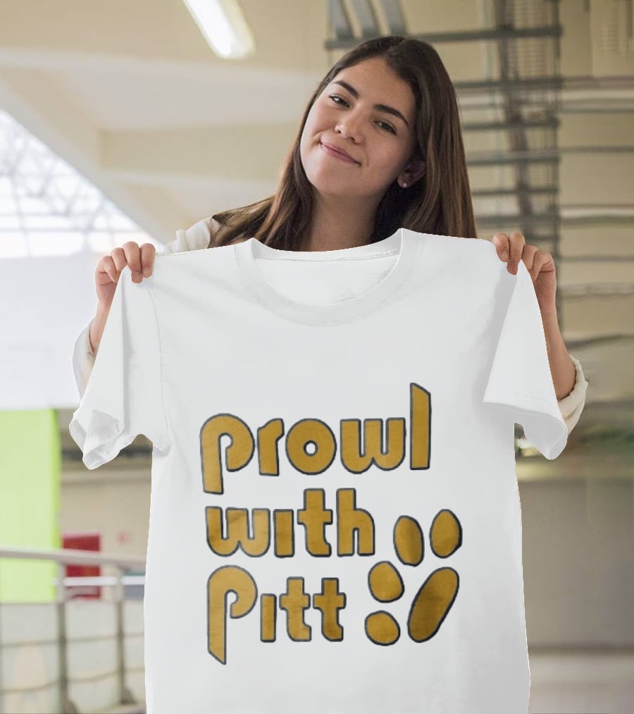 Pitt Panthers Prowl With Pitt Textured Gold Paw T-Shirt