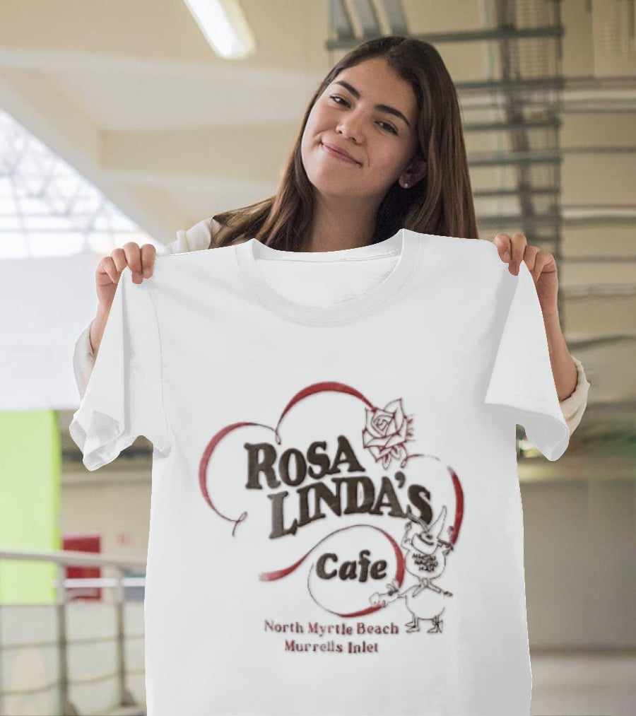 Rosa Linda's Cafe North Myrtle Beach Murrells Inlet Macho Nacho Man Rose Cartoon T-Shirt