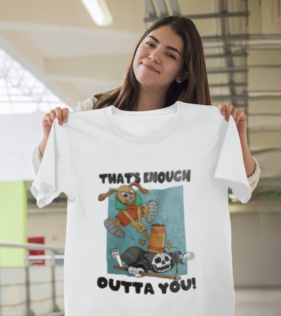 That's Enough Outta You Bunny Hitting Grim Reaper With Hammer T-Shirt