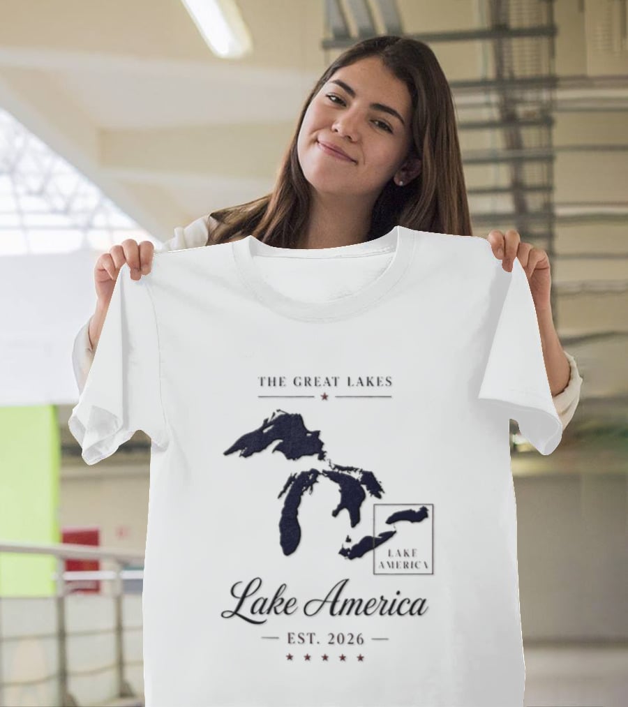 The Great Lakes Lake America Est 2026 Map T-Shirt