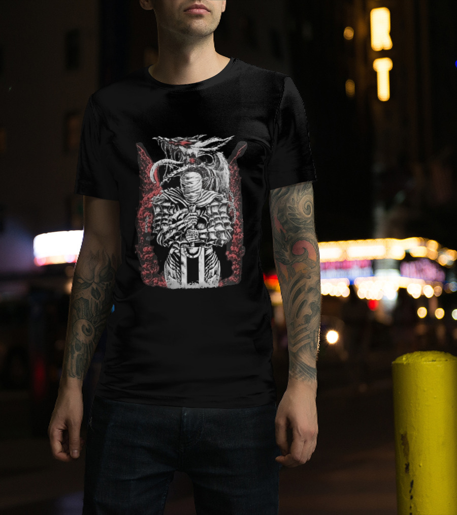 Bandaged Knight Sword Dragon Red Grunge T-Shirt