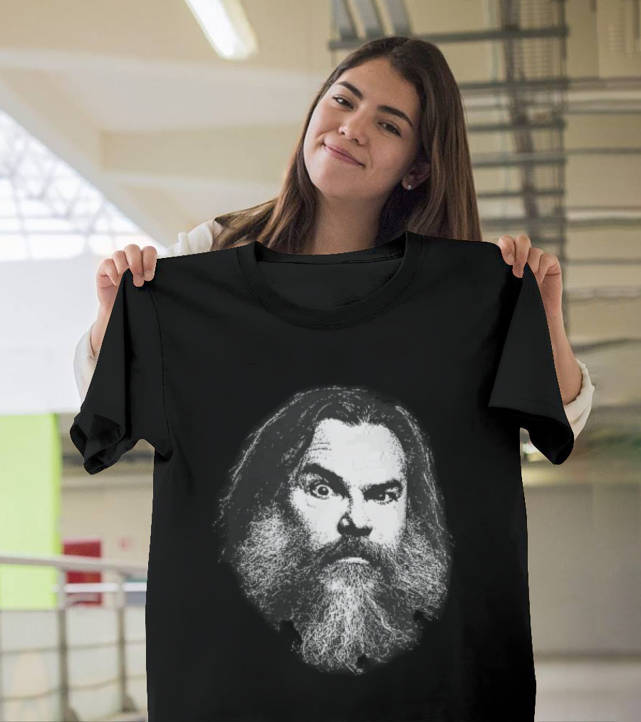 Jack Black High Contrast Monochromatic Stencil Beard Wide Eye Expression T-Shirt