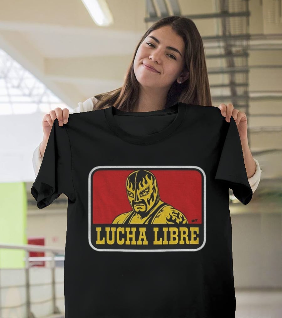 Lucha Libre Masked Wrestler Flames Tattoo Art Mexican Culture T-Shirt