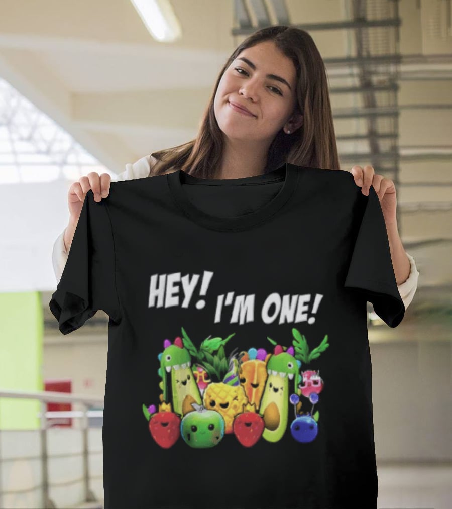 Hey Im One Birthday Cartoon Avocado Pineapple Fruits T-Shirt