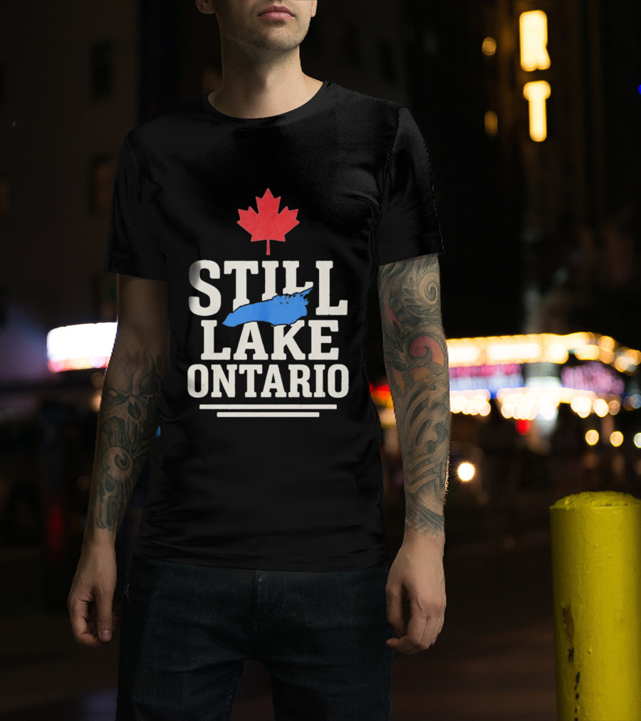 Still Lake Ontario Canada Map 2026 Red Maple Leaf T-Shirt