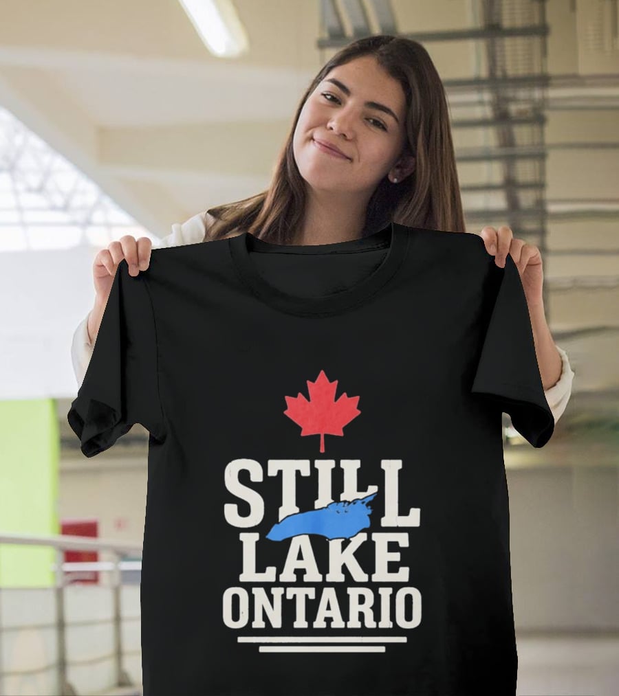 Still Lake Ontario Canada Map 2026 Red Maple Leaf T-Shirt