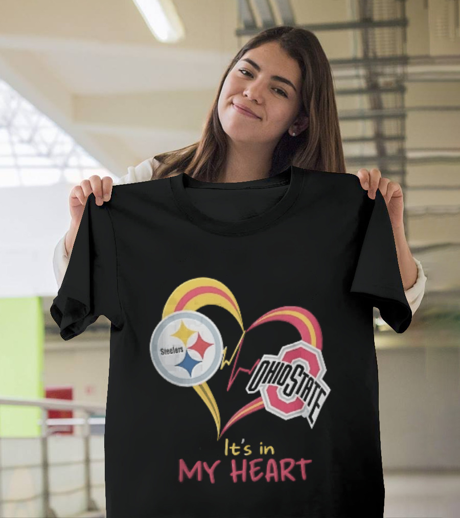 Pittsburgh Steelers Ohio State Buckeyes It's In My Heart EKG Pulse Line T-Shirt