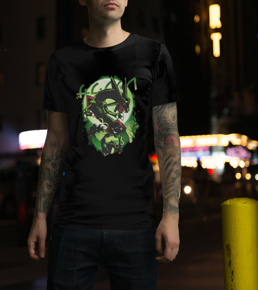 Rayquaza Umbreon Full Moon Forest Green Glow Pokemon T-Shirt