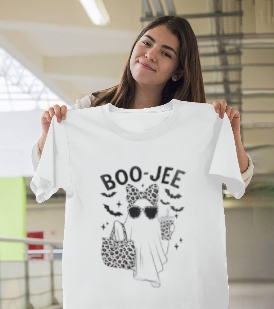 Boo Jee Halloween Ghost Leopard Bow Bag And Glasses T-Shirt