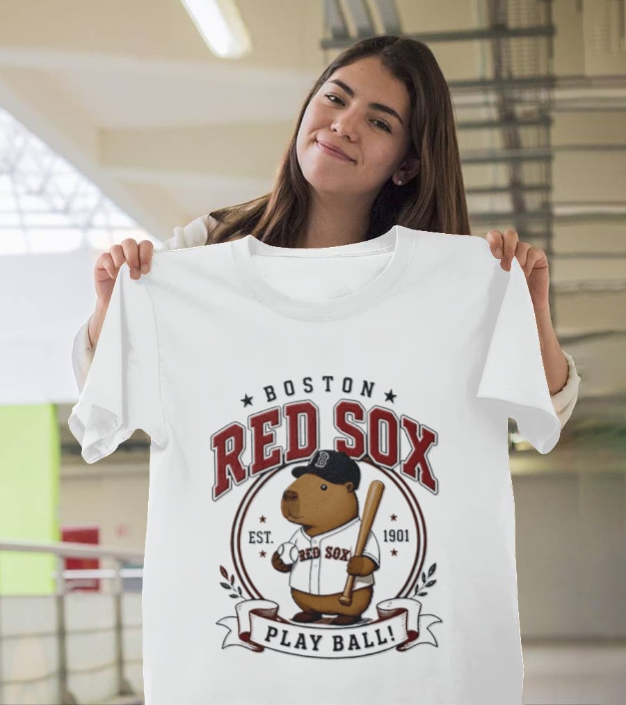 Boston Red Sox Capybara Play Ball Est 1901 Baseball MLB T-Shirt