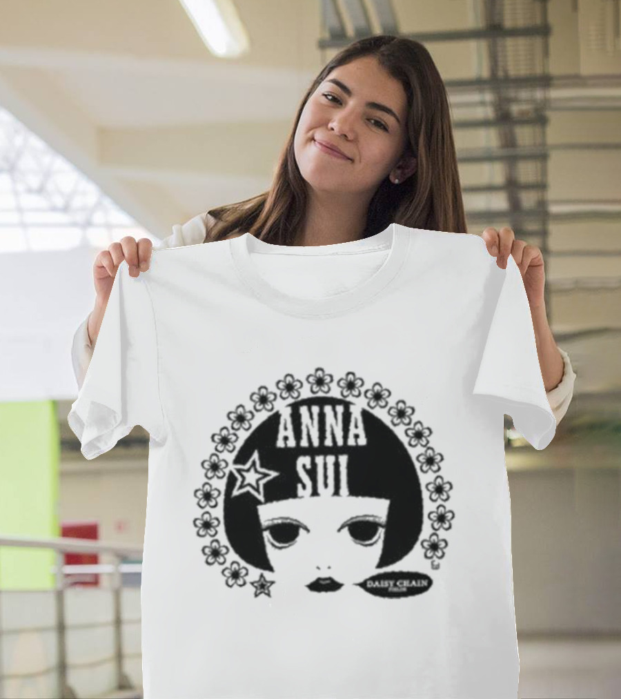 Anna Sui Daisy Chains Iconic Face Floral Circle T-Shirt