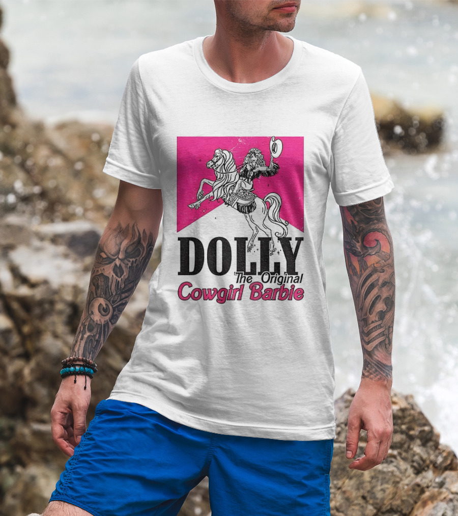 Dolly The Original Cowgirl Barbie Pink Riding Horse T-Shirt