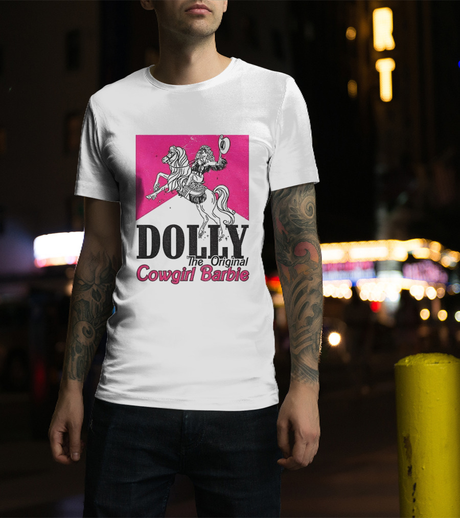 Dolly The Original Cowgirl Barbie Pink Riding Horse T-Shirt