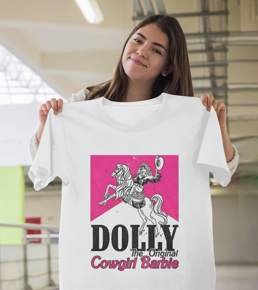 Dolly The Original Cowgirl Barbie Pink Riding Horse T-Shirt