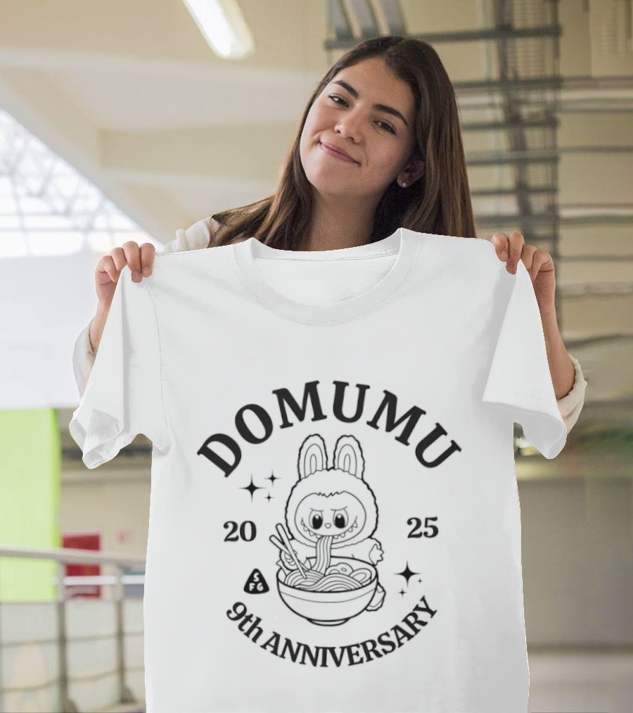 Domumu 9th Anniversary 2025 Bunny With Noodles And Stars T-Shirt