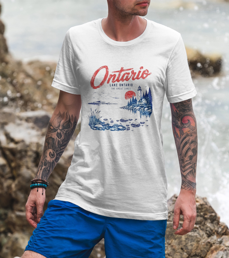 Ontario Lake Ontario The Great Lakes Lighthouse Scene T-Shirt