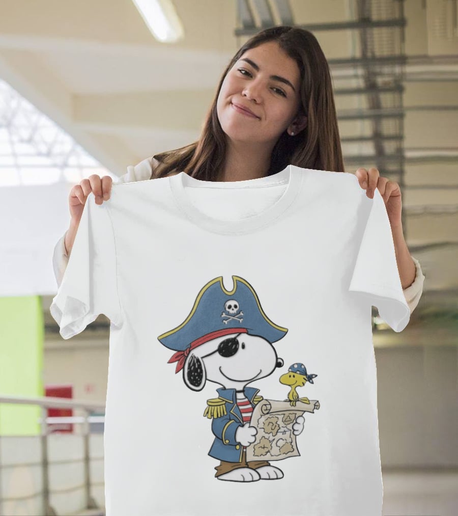 Snoopy Pirate Adventure With Treasure Map And Woodstock T-Shirt