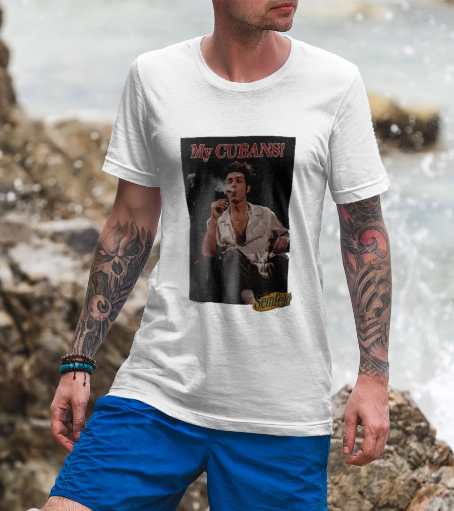 Seinfeld My Cubans Cosmo Kramer Smoking Cigar In Leather Chair T-Shirt