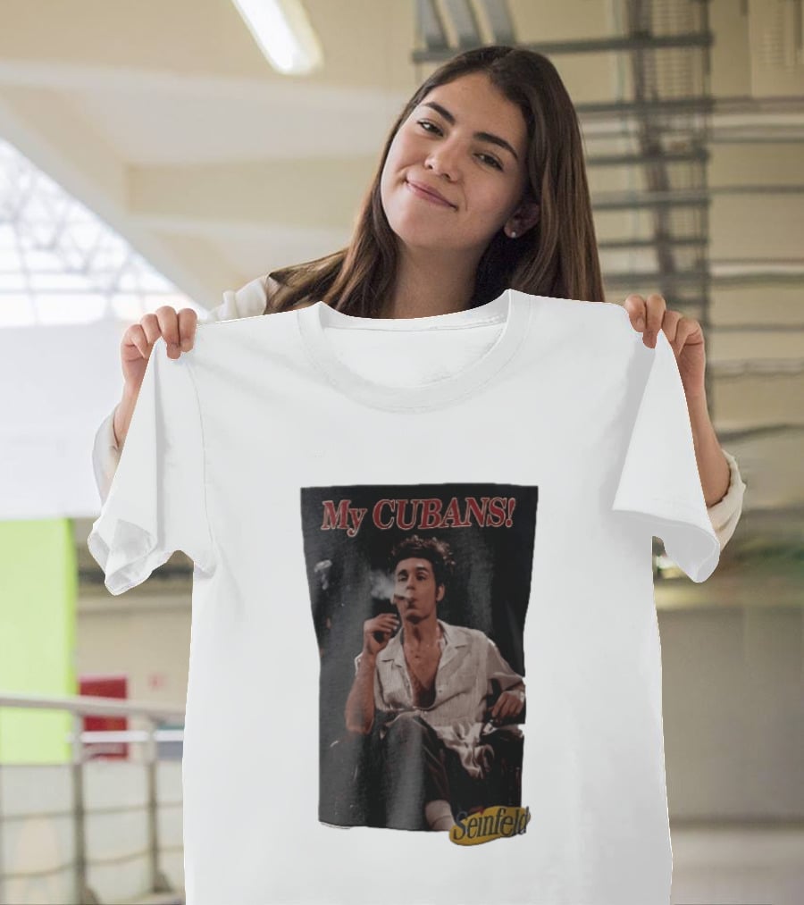 Seinfeld My Cubans Cosmo Kramer Smoking Cigar In Leather Chair T-Shirt