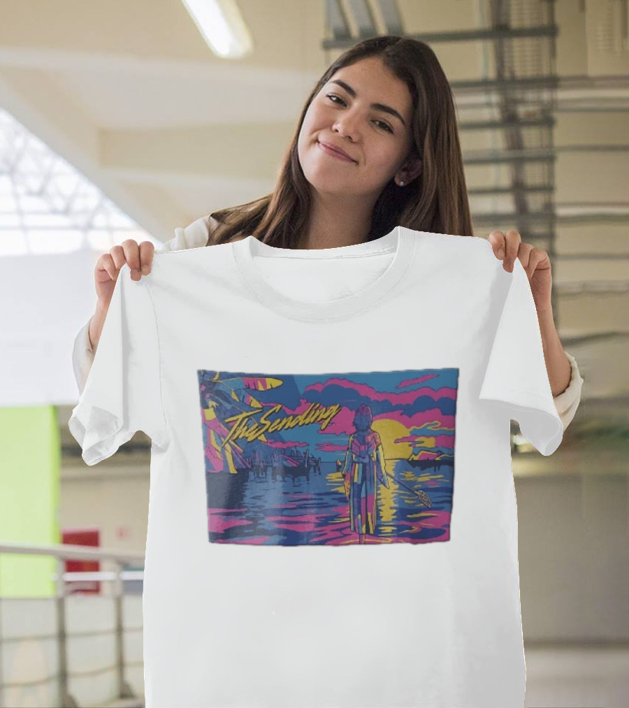 The Sending Yuna Final Fantasy X Synthwave Neon Sunset Ocean Scene T-Shirt