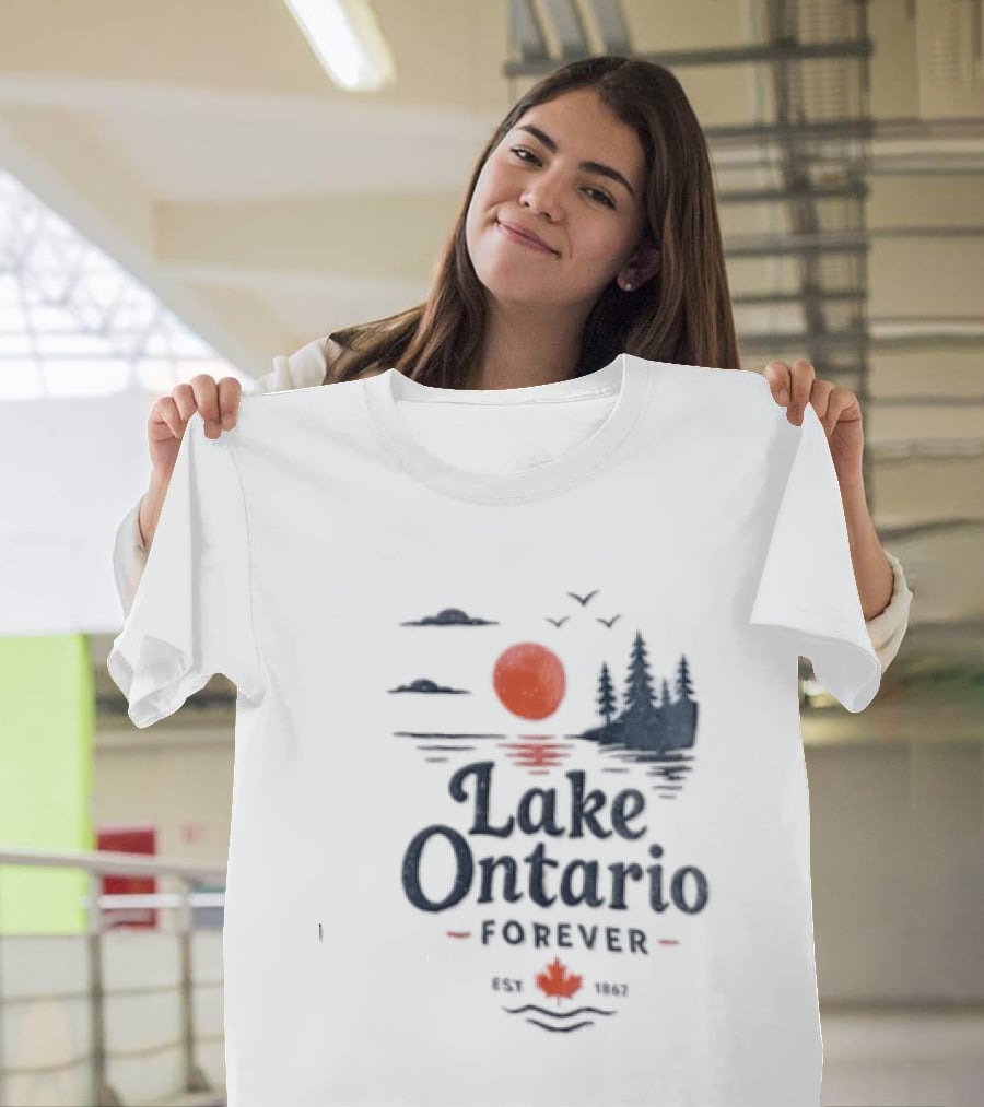 Lake Ontario Forever Est 1615 Sunset Pines Water Landscape T-Shirt