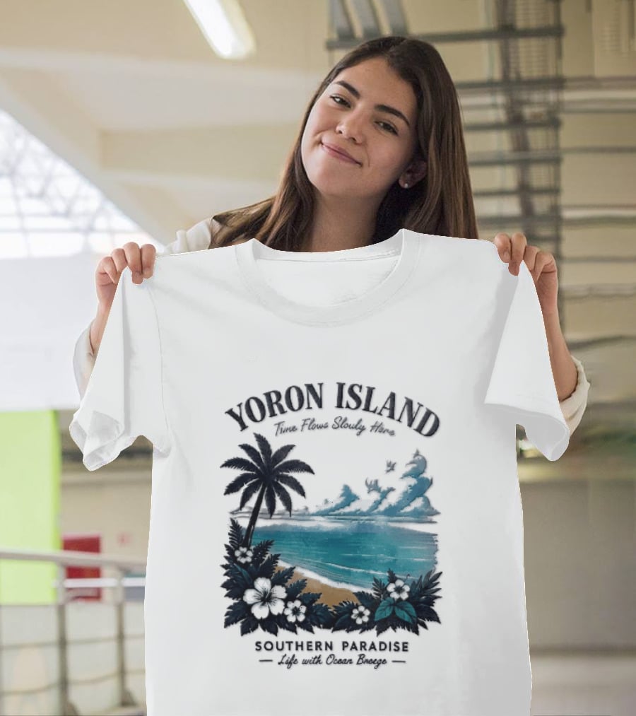 Yoron Island Southern Paradise Ocean Breeze Palm Tree Beach Hibiscus T-Shirt