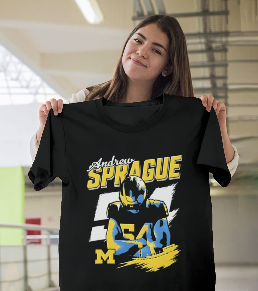 Andrew Sprague No 54 Michigan Wolverines Football M Helmet T-Shirt