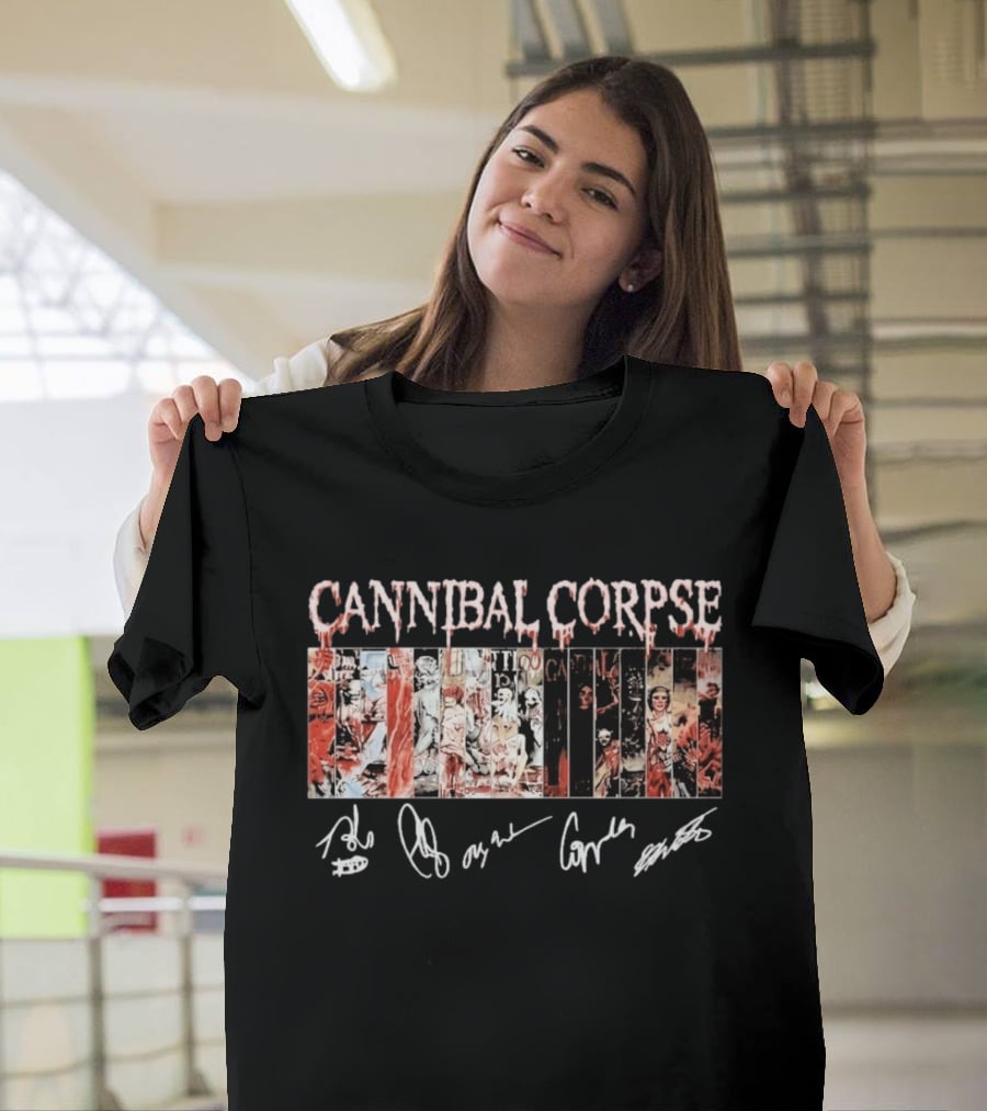 Cannibal Corpse Album Collage With Band Member Signatures T-Shirt