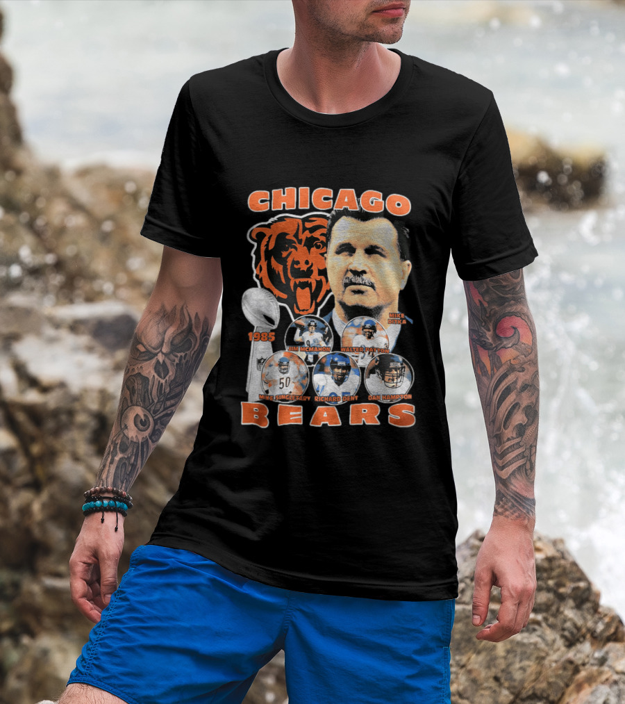 Chicago Bears 1985 Mike Ditka Jim McMahon Walter Payton Mike Singletary Richard Dent Dan Hampton T-Shirt