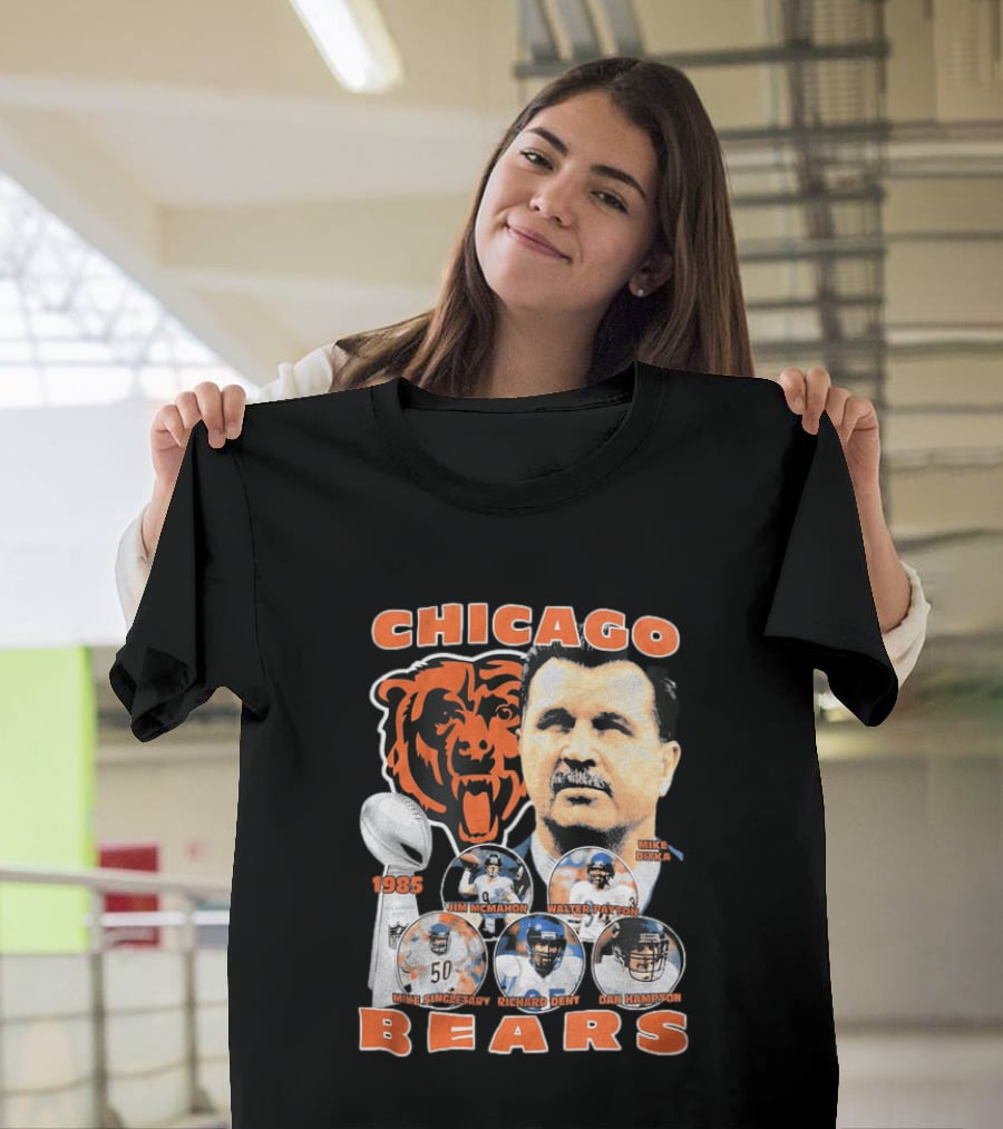 Chicago Bears 1985 Mike Ditka Jim McMahon Walter Payton Mike Singletary Richard Dent Dan Hampton T-Shirt