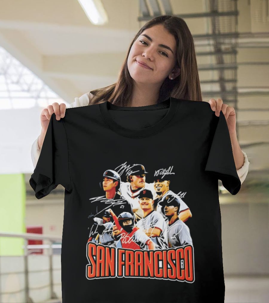 San Francisco Patrick Bailey Jung Hoo Lee Players Collage With Facsimile Signatures T-Shirt