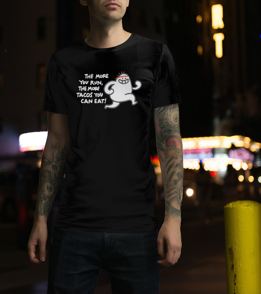The More You Run The More Tacos You Can Eat Running Character Red Headband T-Shirt