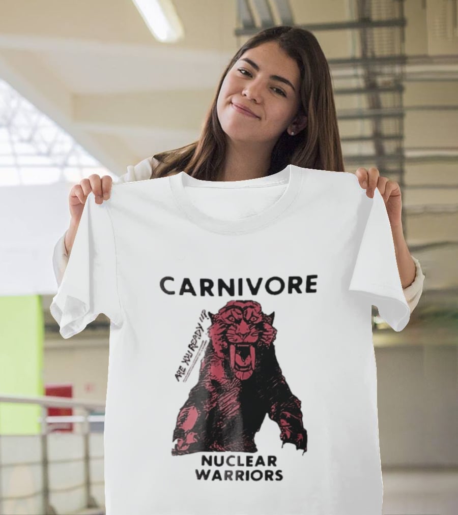 Carnivore Nuclear Warriors Snarling Sabertooth Tiger Pink Ink Sketch T-Shirt