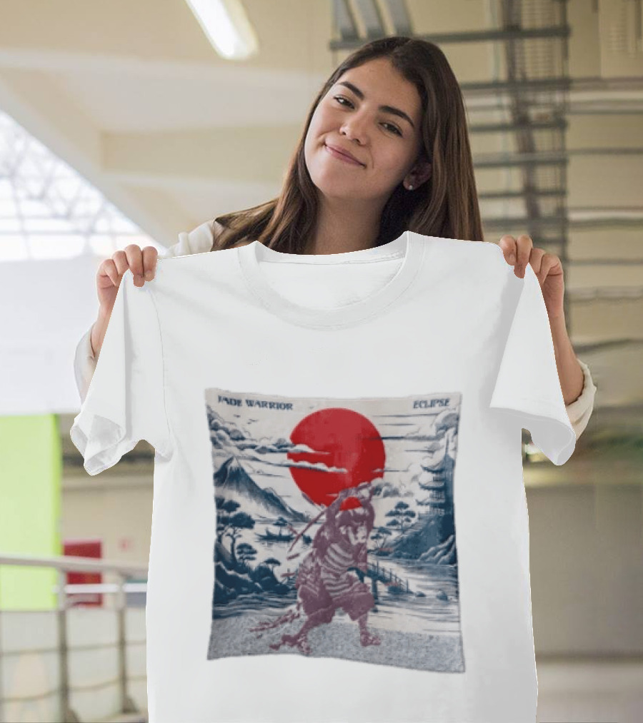 Jade Warrior Eclipse Japanese Samurai Red Sun Pagoda T-Shirt
