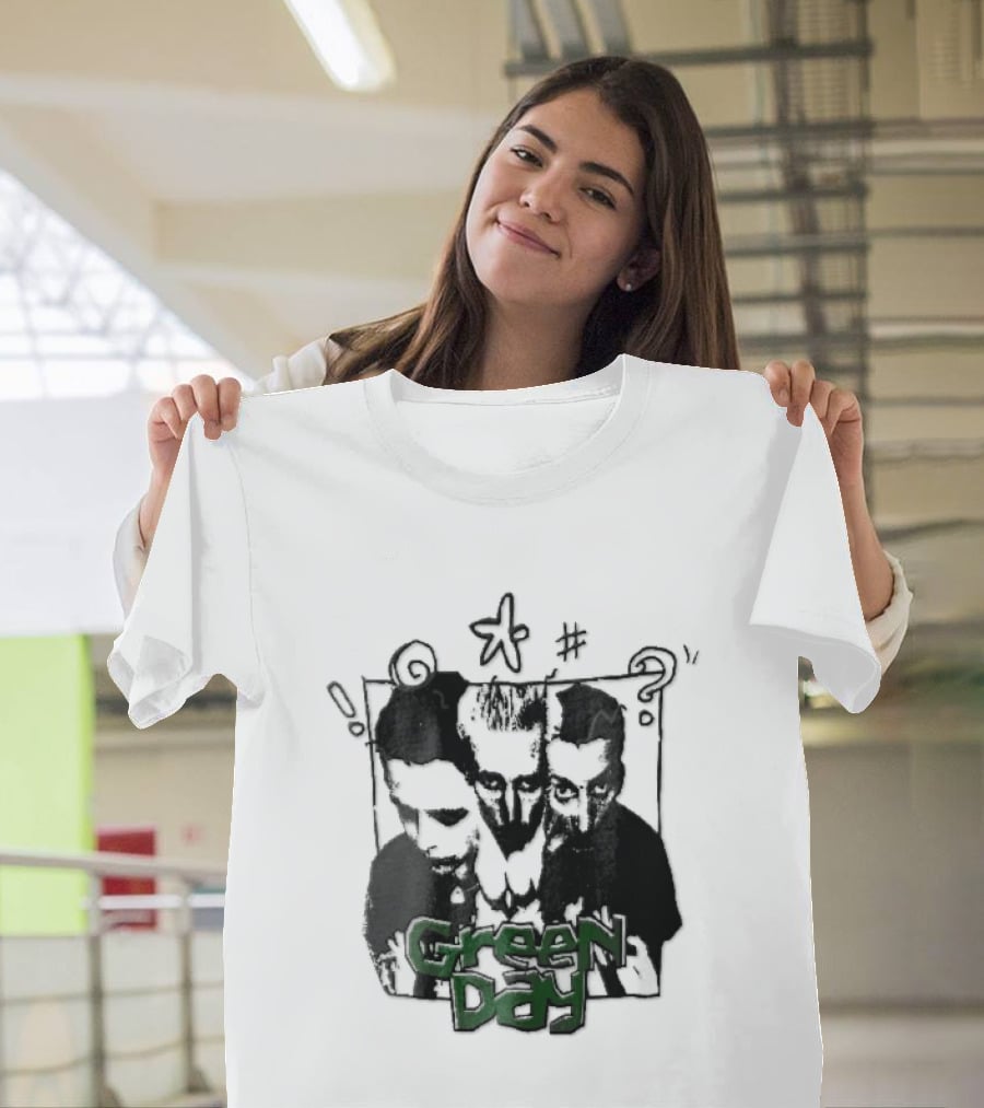 Green Day Billie Joe Armstrong Mike Dirnt Tre Trio High Contrast Doodles Stencil T-Shirt