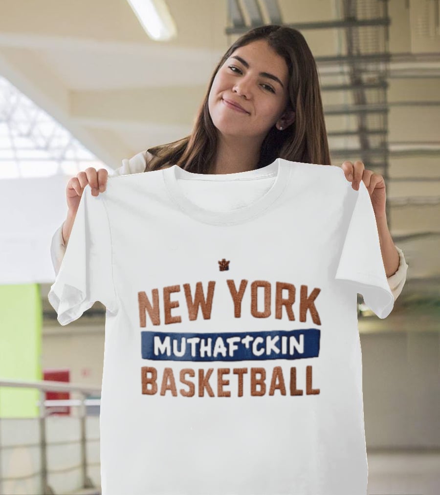New York Muthafckin Basketball Texture Blue Bar Banner T-Shirt