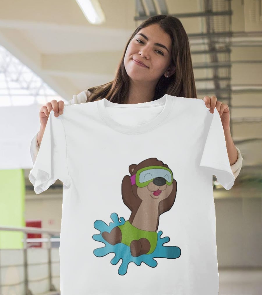 Otter Swimming With Goggles Playful Summer Splash T-Shirt