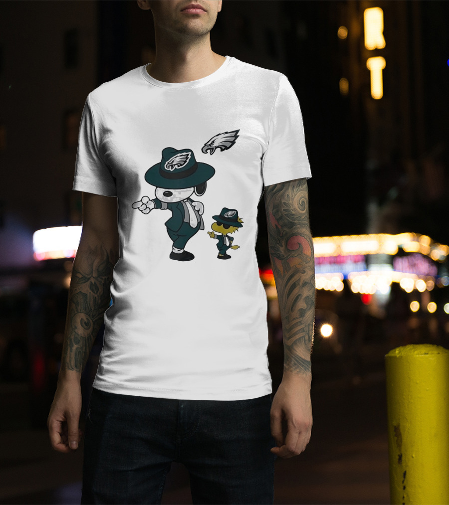Philadelphia Eagles X Snoopy Woodstock Dance Pop Rock Hat Suit Football Team T-Shirt