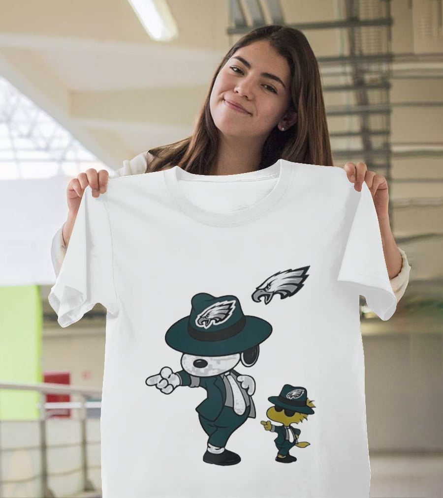 Philadelphia Eagles X Snoopy Woodstock Dance Pop Rock Hat Suit Football Team T-Shirt