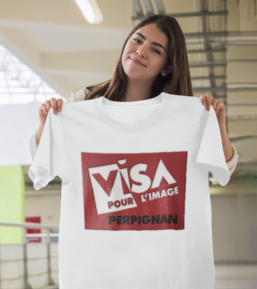 Visa Pour L'Image Perpignan Red Rectangular White Cutout T-Shirt