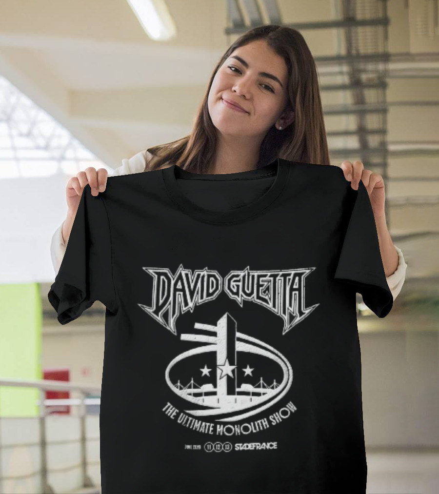 David Guetta The Ultimate Monolith Show June 2016 Stade France Stadium Metal Distressed Stars T-Shirt