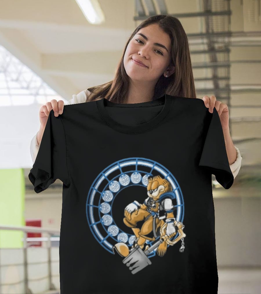 Kingdom Hearts Cat Keyblade Garfield Crossover Keyblade Wielder In Blue Circle T-Shirt